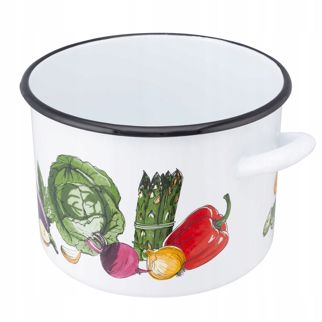 Broth pot large enamel pot Silesia white Vegetables 24 cm 7,5 l Line Warzywa