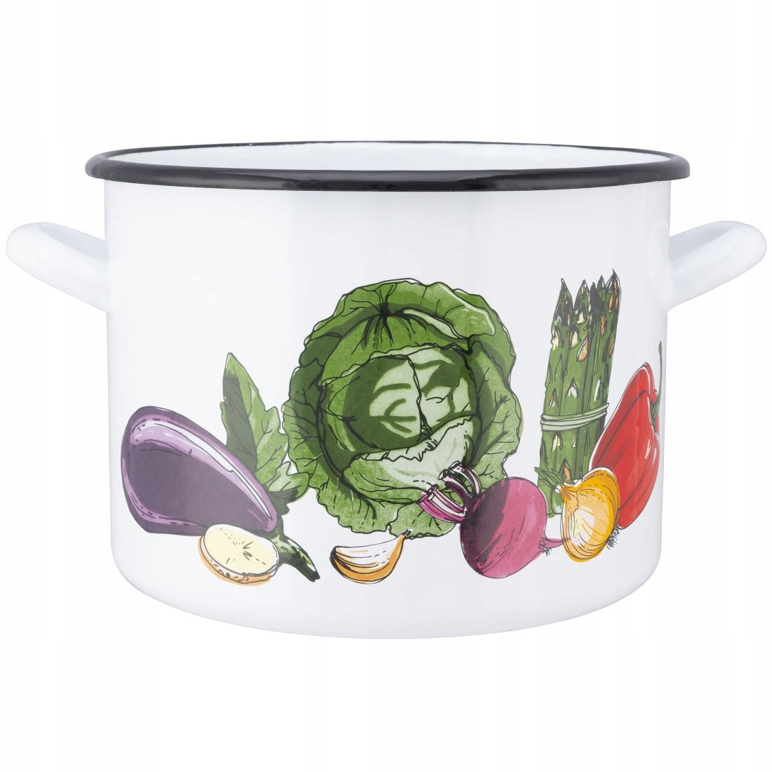 Broth pot large enamel pot Silesia white Vegetables 24 cm 7,5 l