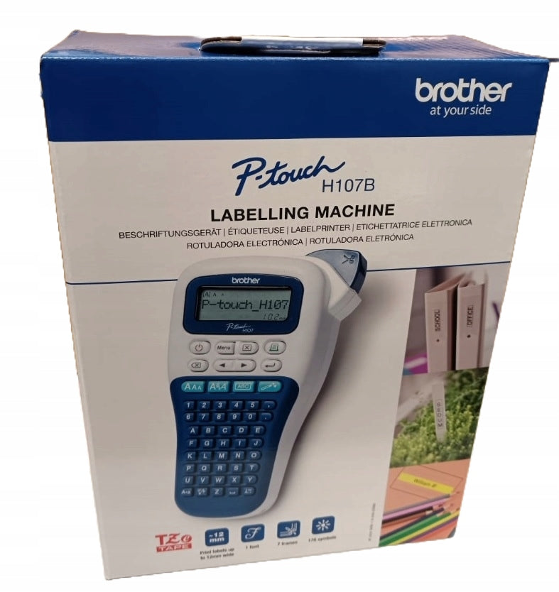 Brother PT-H107B PTH107 Label Printer with 12mm White Tape Included