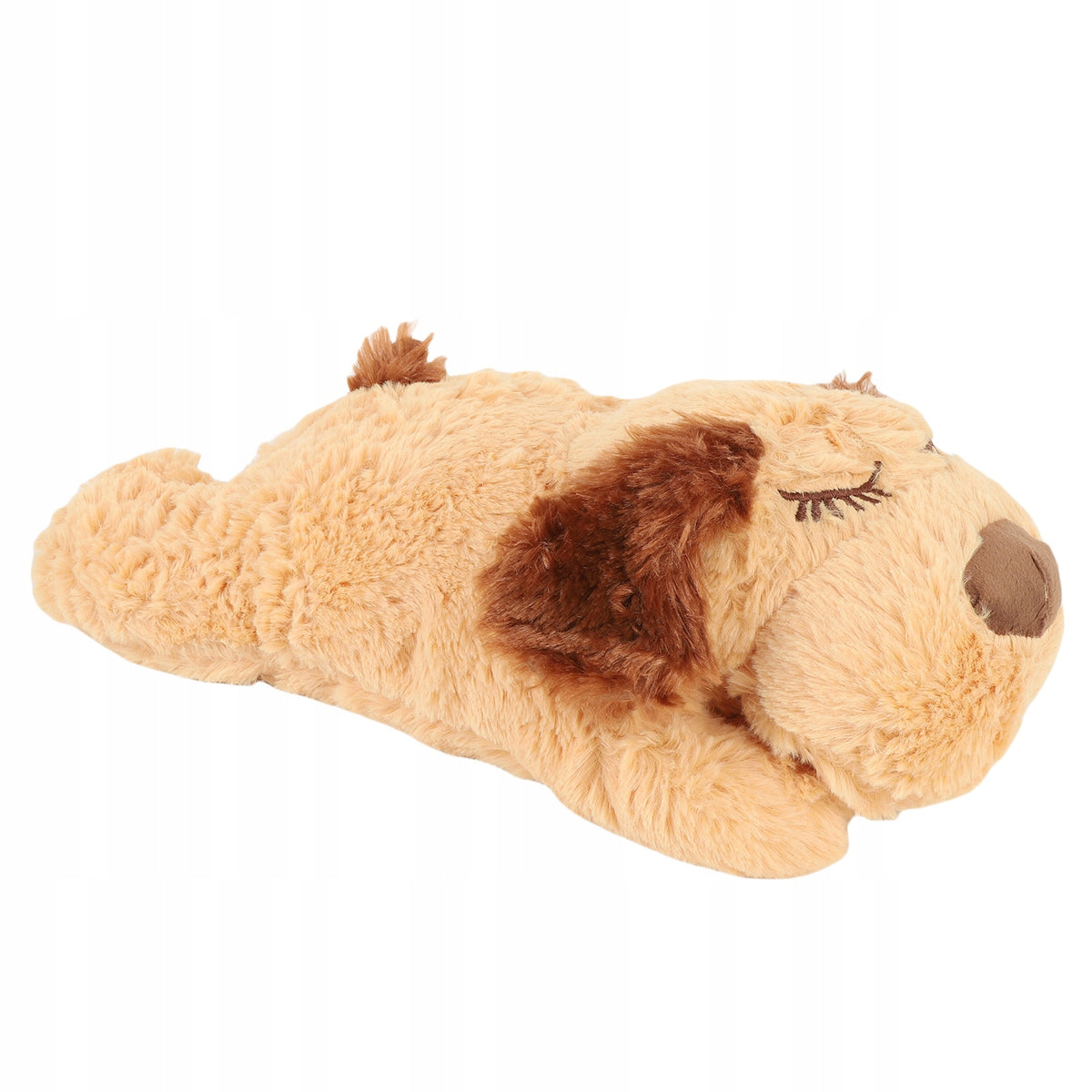Brown Plush Puppy with Beating Heart Calming Toy