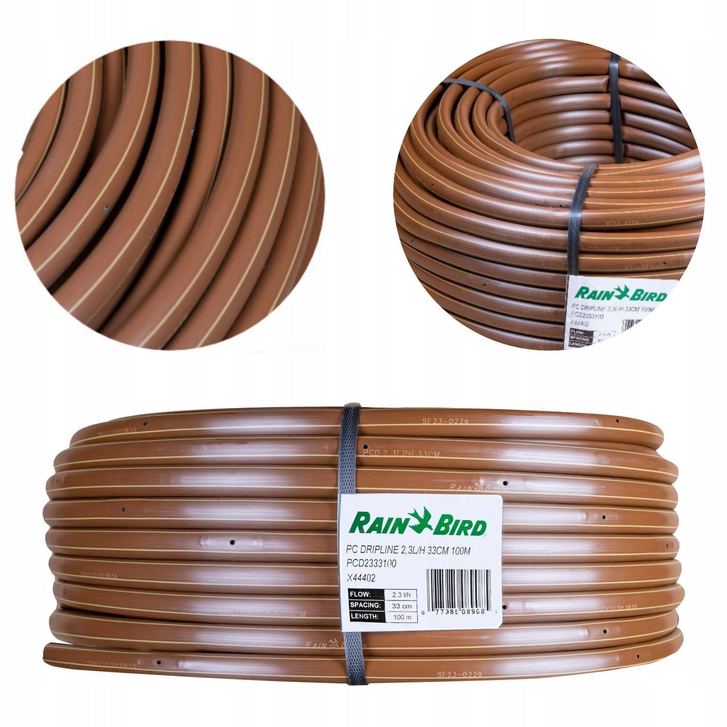 Brown drip line with Rain Bird PCD compensation 16 mm 25m, drippers