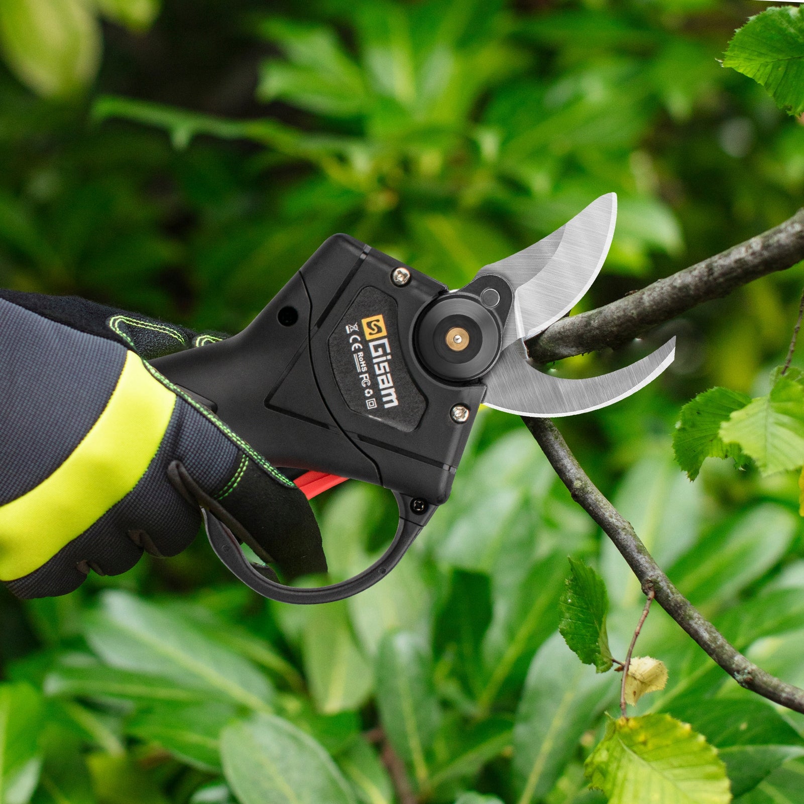 Brushless Cordless Pruning Shears 21V Electric Garden Pruner 2 Batteries Brand Gisam