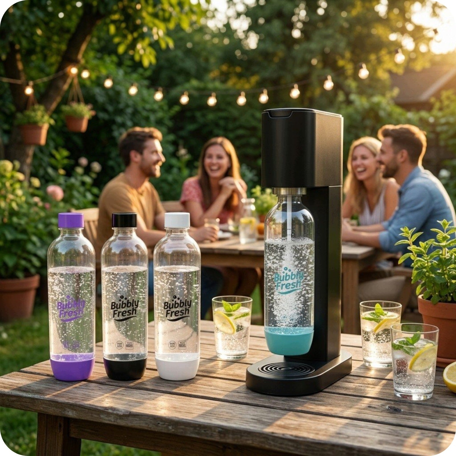 BubblyFresh Navy Blue 1L Carbonated Water Bottle for Sodastream Saturator Manufacturer code BF Slim 1L Granatowa