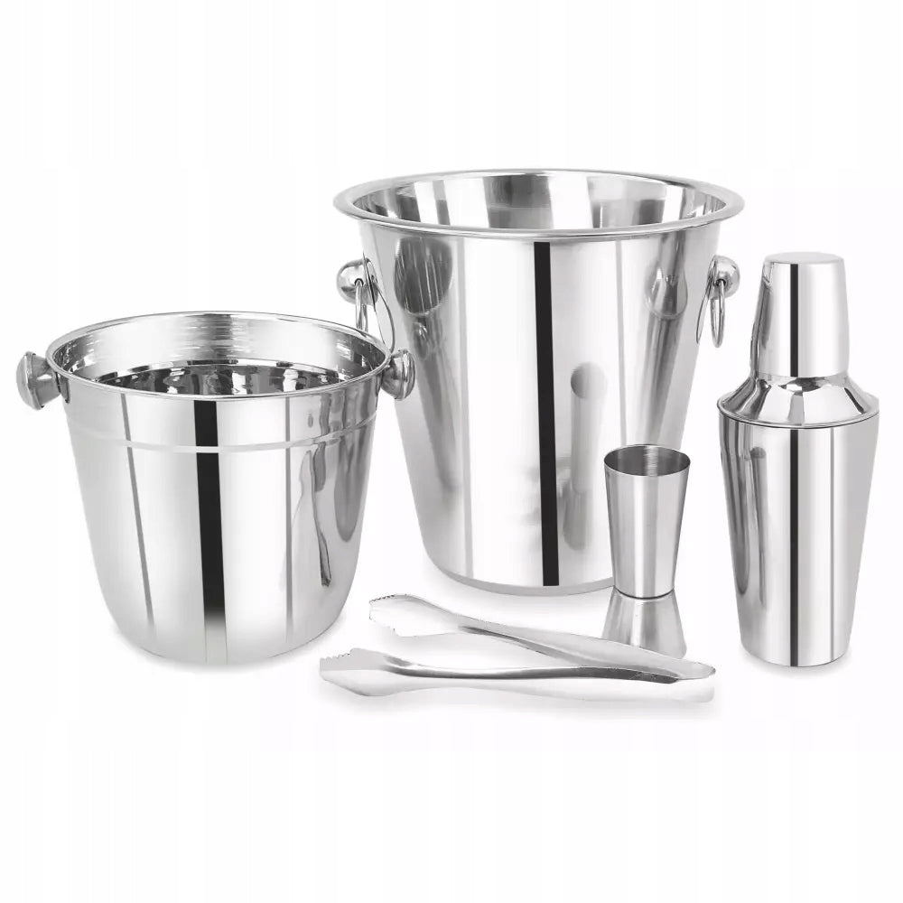 Bucket bartending ice container champagne scoop shaker steel set