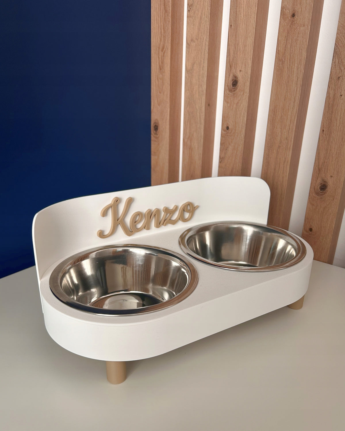 Buffet / Double Dog / Cat Bowl with Name on Feet - STYLISH Brand no brand