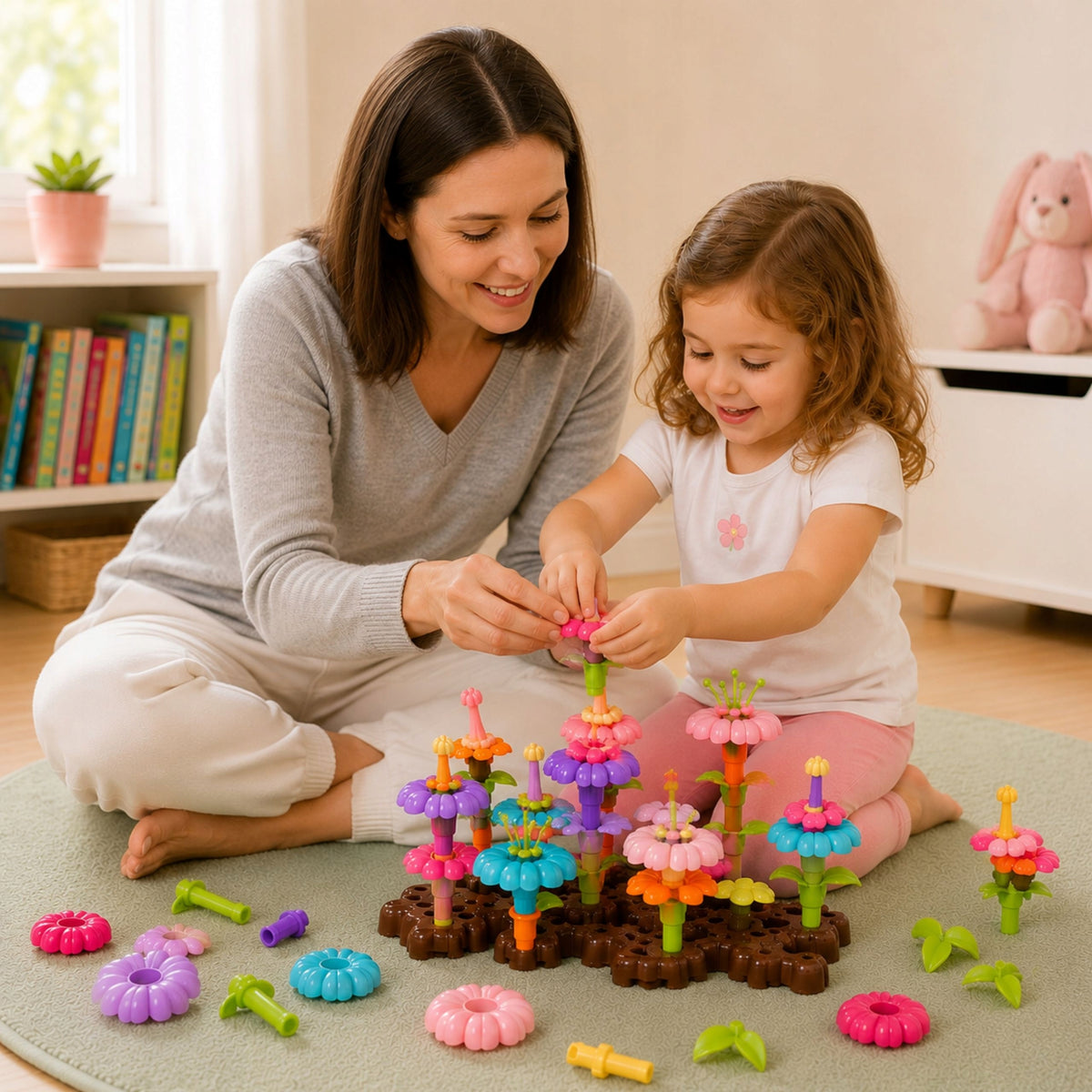 Building Blocks Flowers Construction 112 El. Gift for Girls Toy Case Manufacturer code Klocki konstrukcyjne kwiaty w pojemniku
