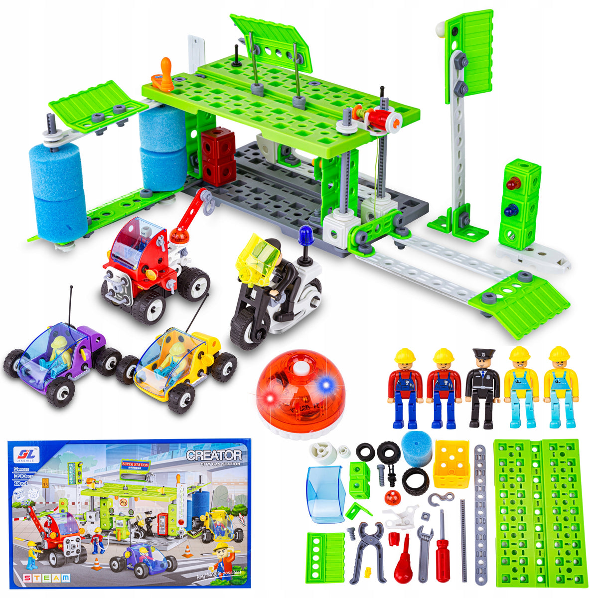 Building Blocks Vehicles Gasoline Station Auto Motorcycle Airplane 340 el