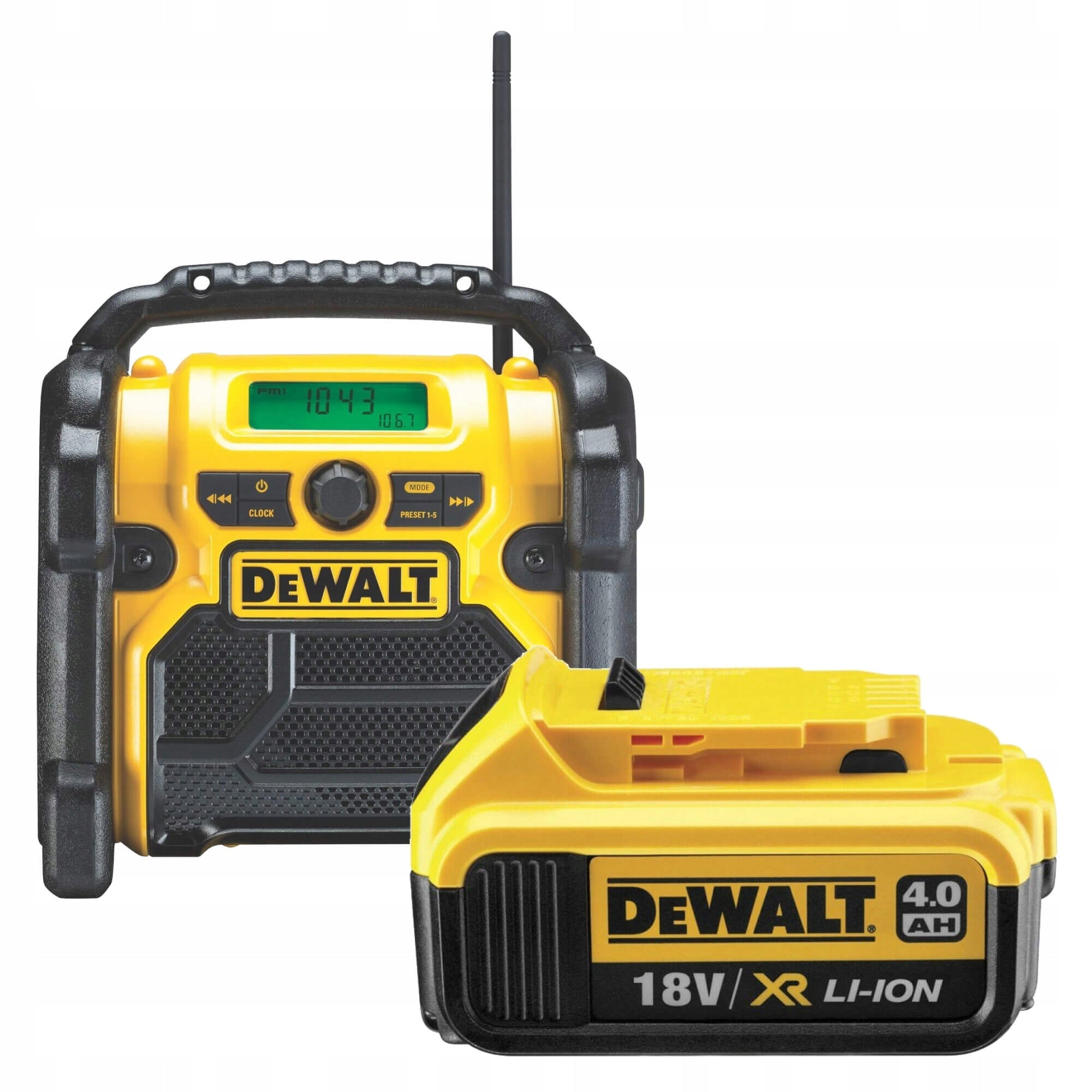 Building Radio Kit + Battery 4Ah 18V DEWALT AUX LED Mini Jack FM AM Packaging status original