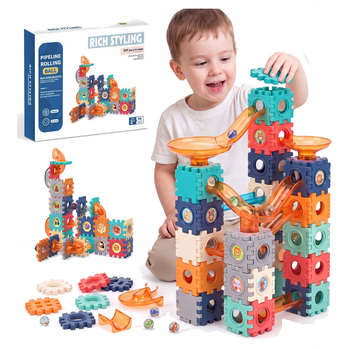 Building blocks wafers ball track bullet 98 el educational puzzle