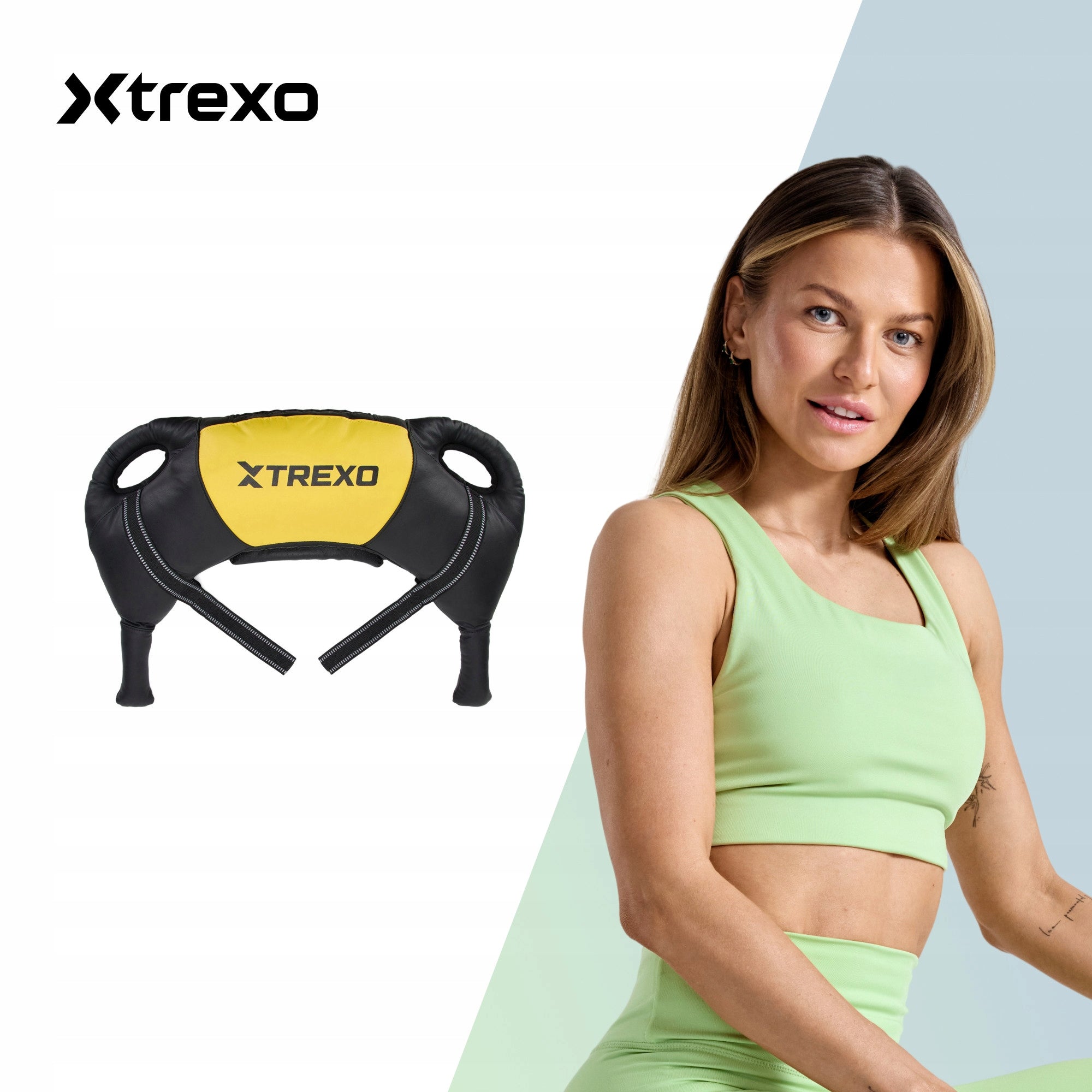 Bulgarian bag XTREXO 15 kg black/yellow TRAINING STRONG WITH HANDLE Manufacturer code TRX-BGB15