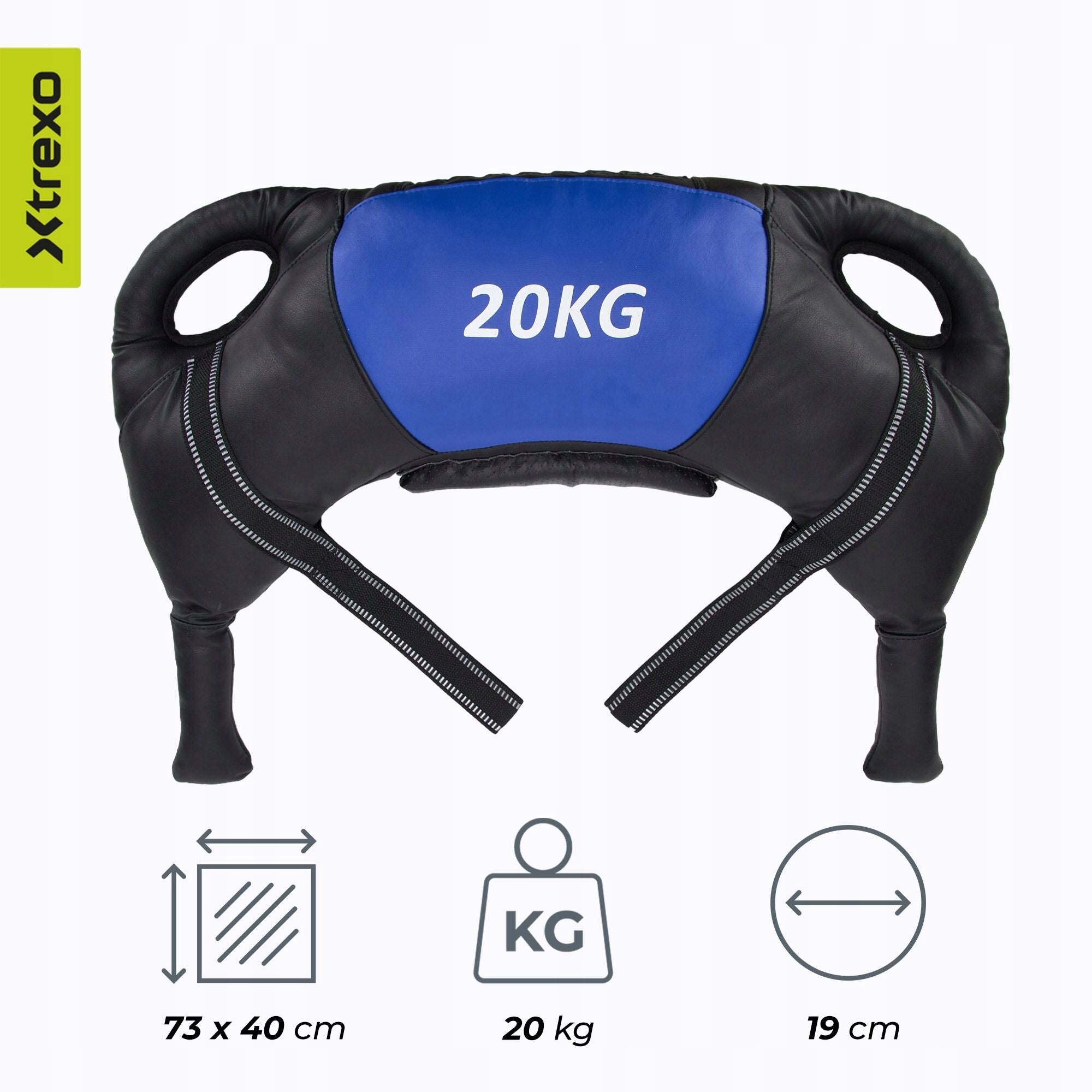 Bulgarian bag XTREXO 20 kg black/blue TRAINING STRONG WITH HANDLE Brand Xtrexo