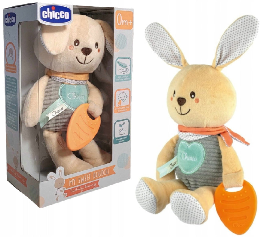 Bunny cuddly with teether Chicco for babies 0m+ soft and light
