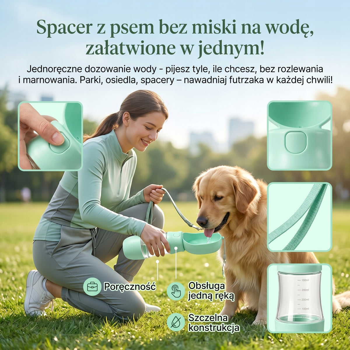 Butelka dla zwierząt 2w1, przenośna, do wody i karmy, do spacerów Manufacturer code BINXI-PUD-006