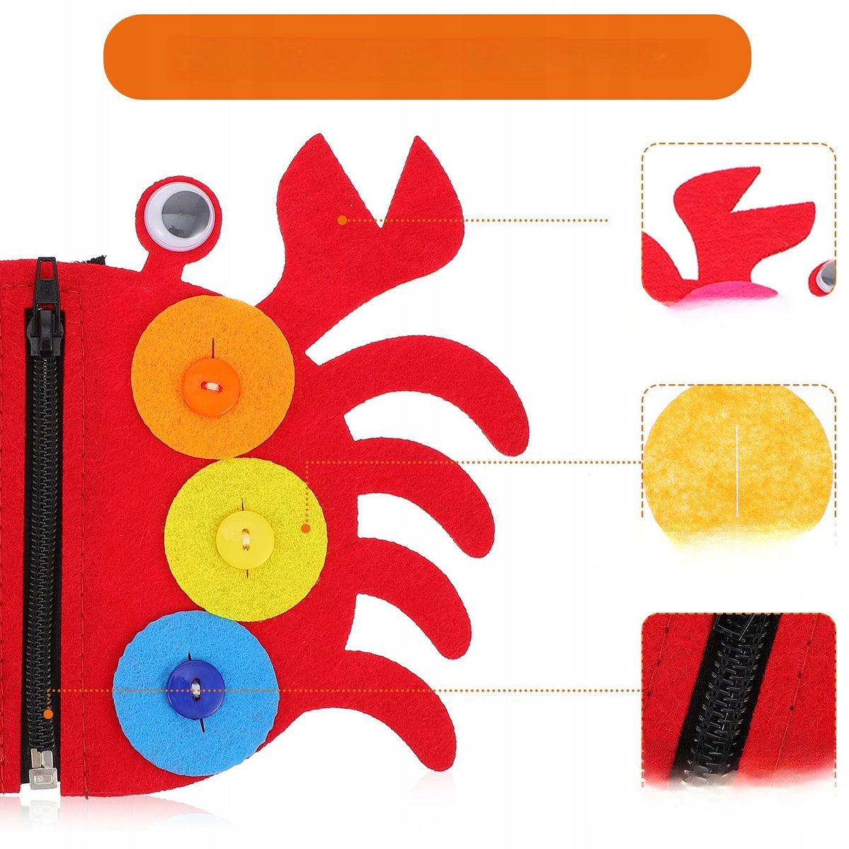 Button board 5 el. Sensory educational set for children 3+ motor skills Brand no brand