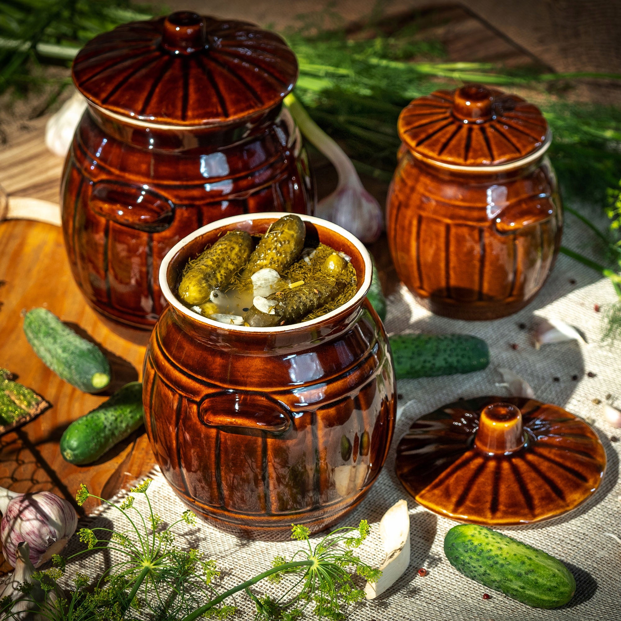 CABBAGE PICKLING BARREL FOR CUCUMBERS STONEWARE 1,2L POT LID TRADITIONAL Brand Kadax