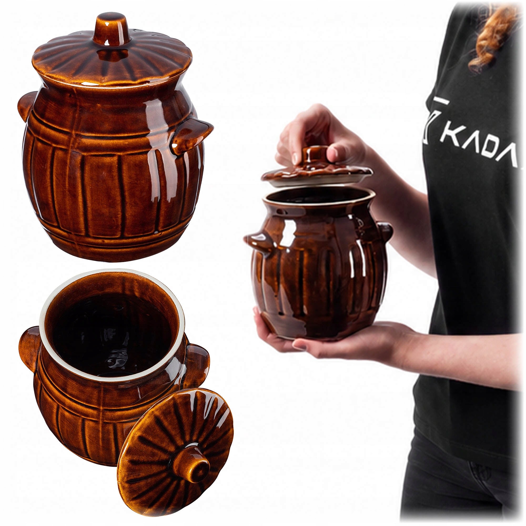 CABBAGE PICKLING BARREL FOR CUCUMBERS STONEWARE 1,2L POT LID TRADITIONAL