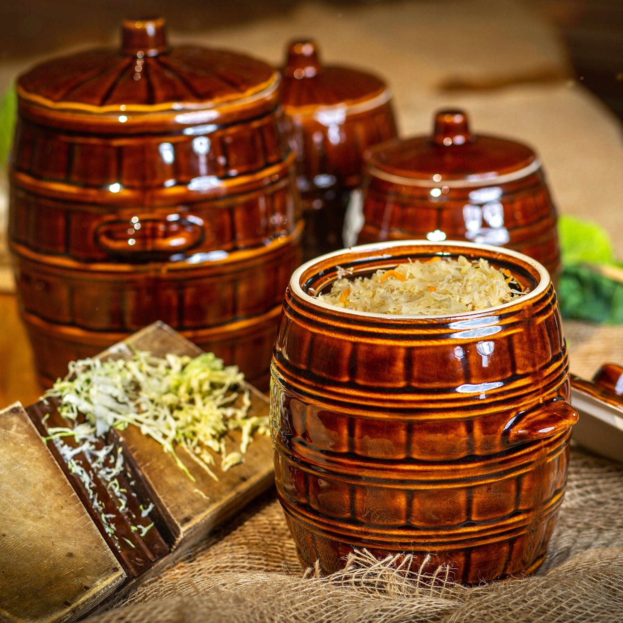 CABBAGE PICKLING BARREL FOR CUCUMBERS STONEWARE 2,5L POT LID TRADITIONAL Packaging status original