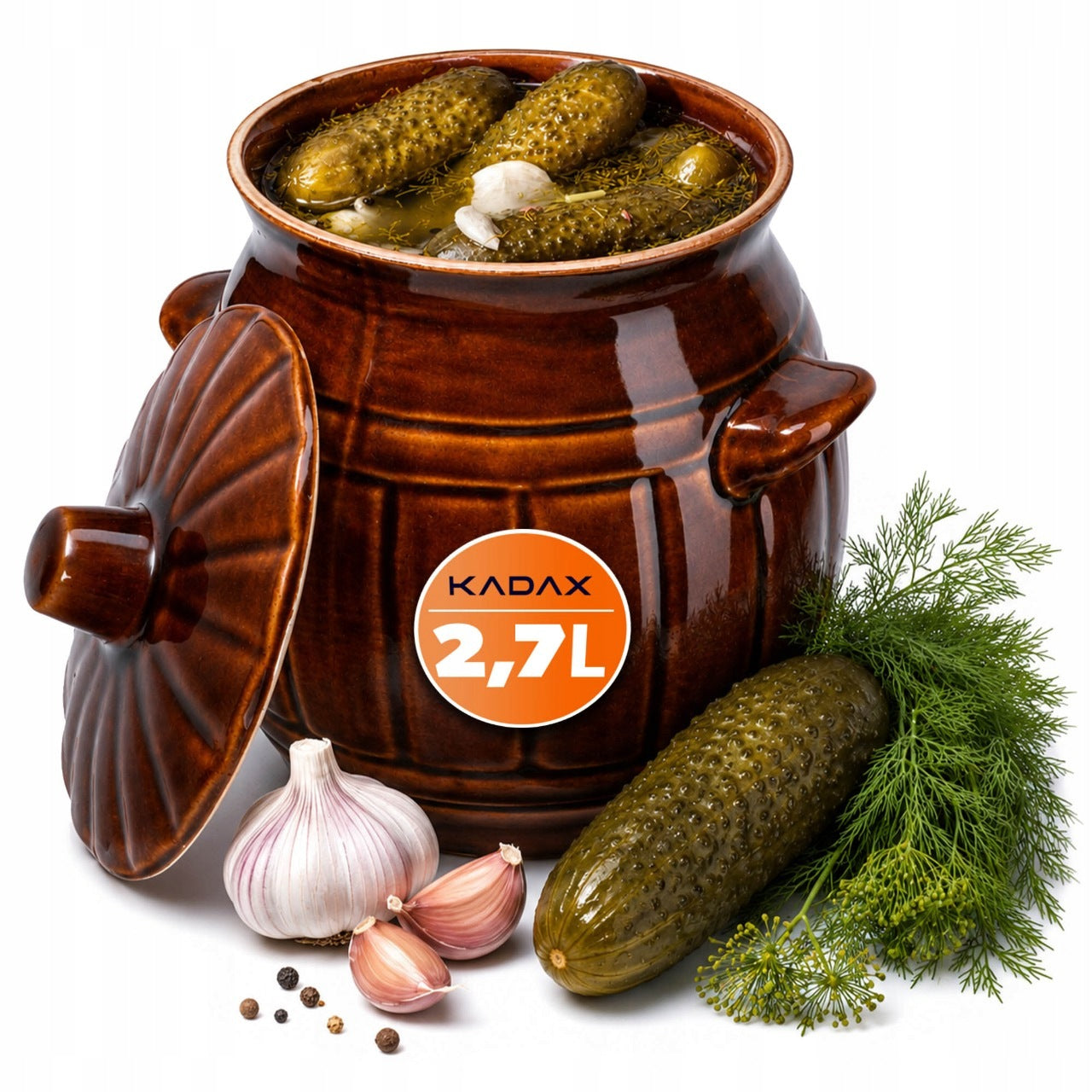 CABBAGE PICKLING BARREL FOR CUCUMBERS STONEWARE 2,7L POT LID TRADITIONAL