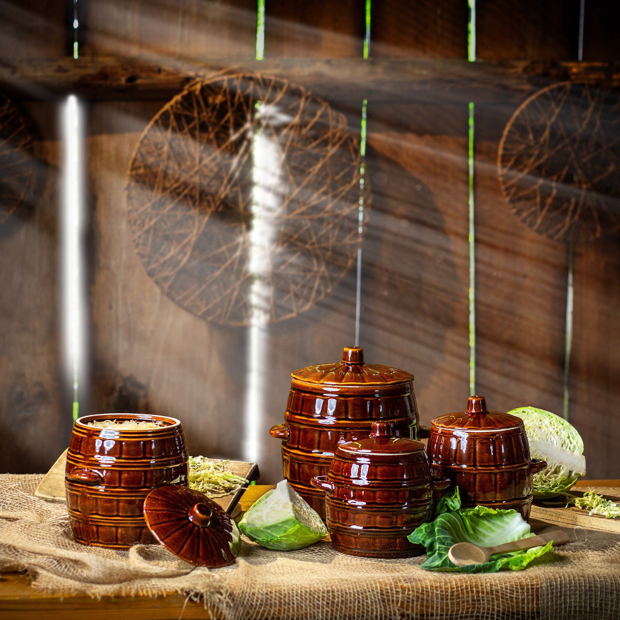 CABBAGE PICKLING BARREL FOR CUCUMBERS STONEWARE 3,2L POT LID TRADITIONAL Packaging status original