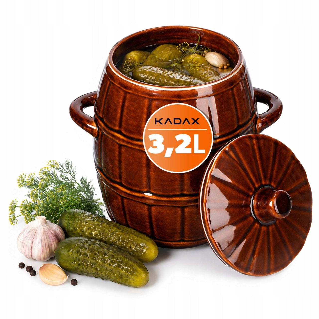 CABBAGE PICKLING BARREL FOR CUCUMBERS STONEWARE 3,2L POT LID TRADITIONAL