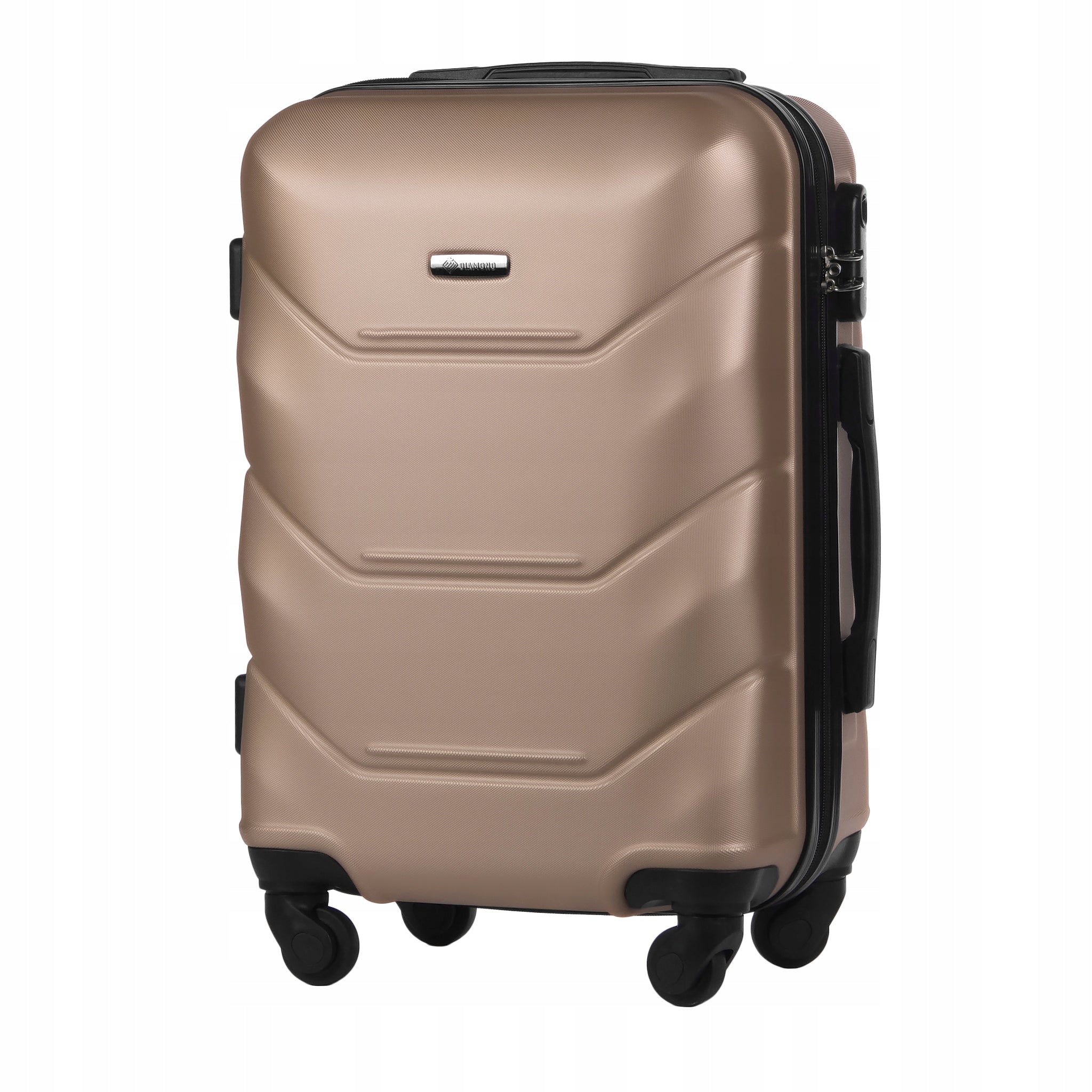 CABIN LUGGAGE ROLLING TRAVEL SUITCASE DIAMOND CHAMPAGNE S 20" A227 ABS Packaging status original