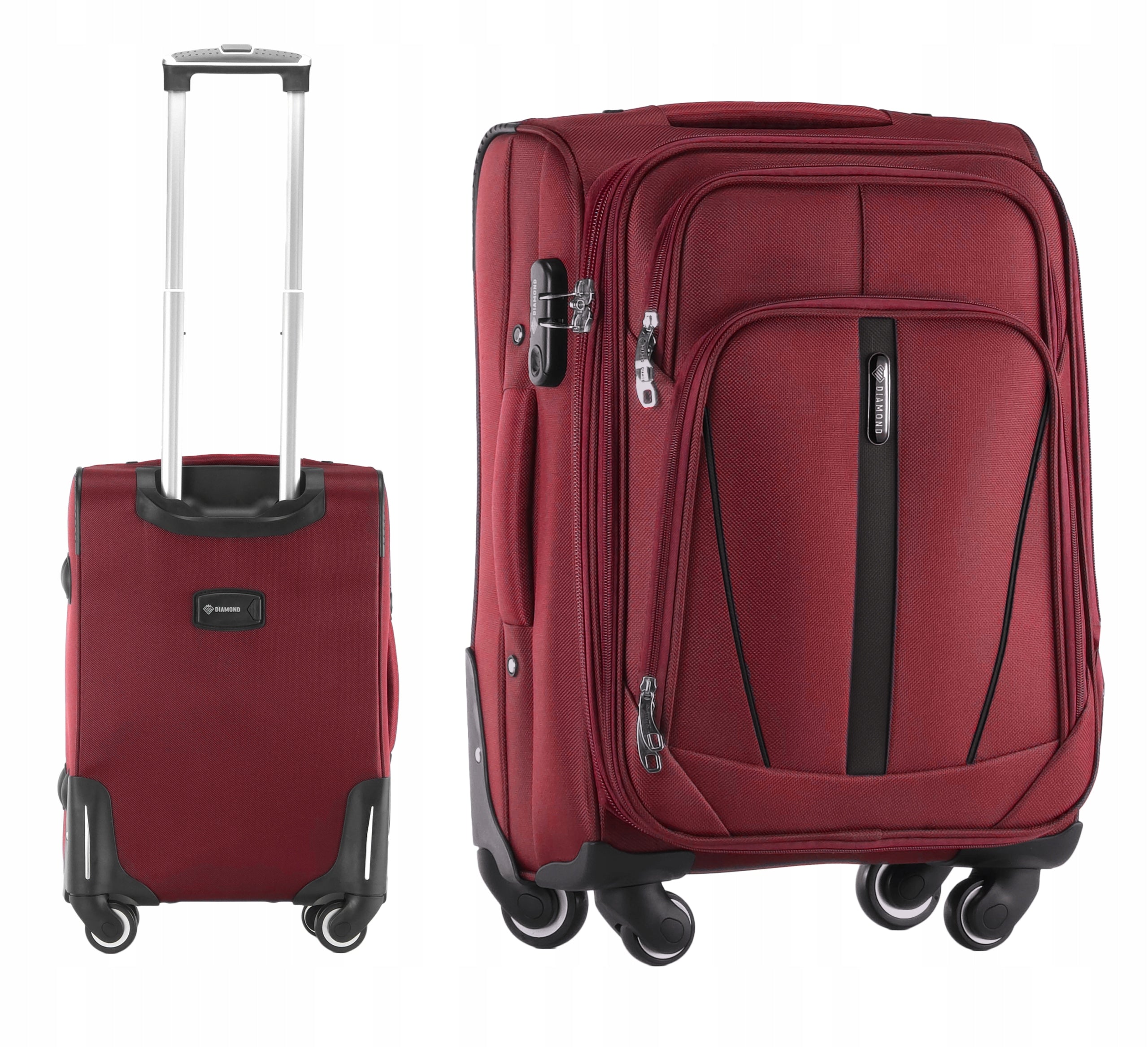 CABIN SUITCASE ON WHEELS TRAVEL LUGGAGE DIAMOND Soft S 20" Ruby C330 Height 56 cm