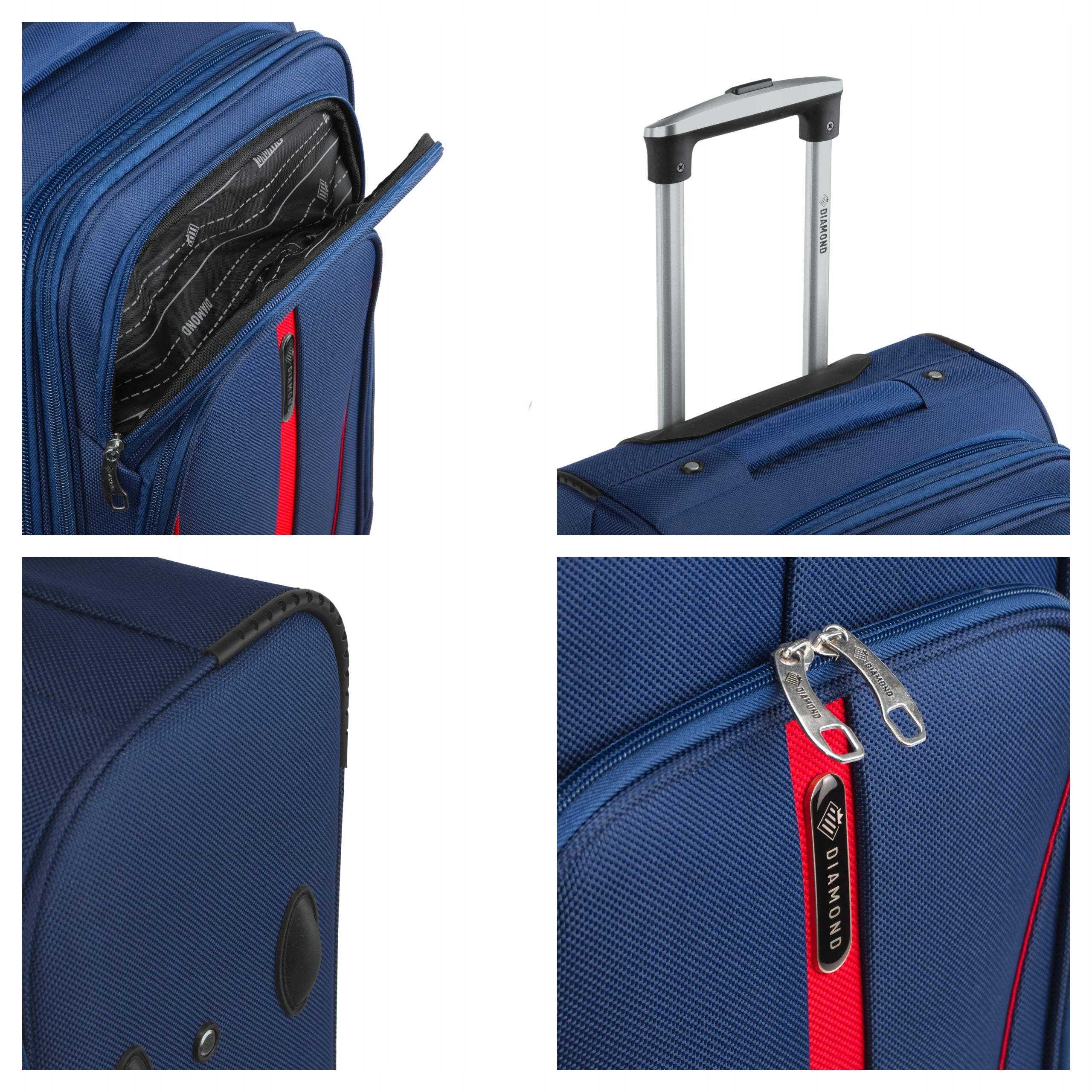 CABIN SUITCASE ON WHEELS TRAVEL LUGGAGE DIAMOND Soft S 20" Ruby C330 Width (longer edge) 37 cm