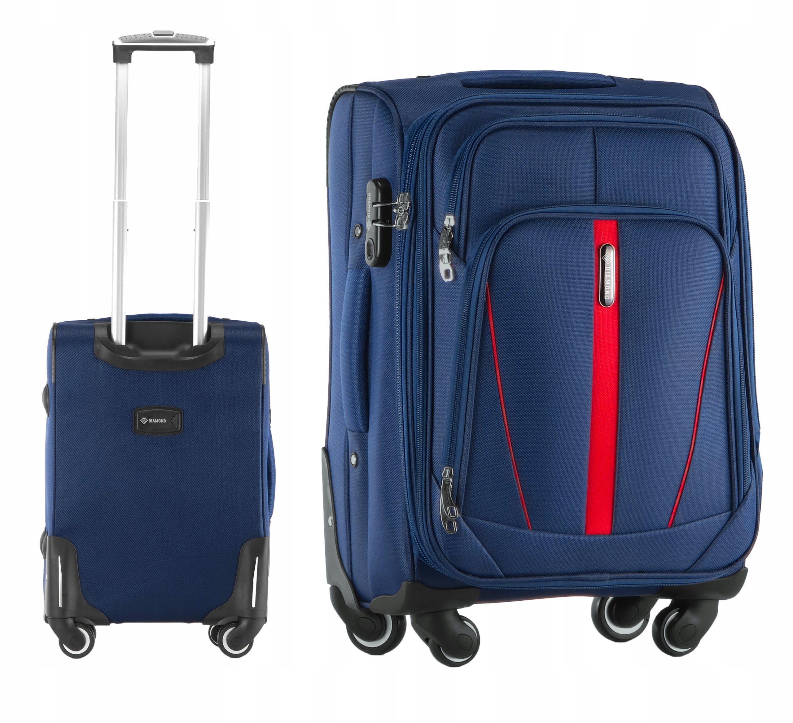 CABIN SUITCASE ON WHEELS TRAVEL LUGGAGE DIAMOND Soft S 20" Ruby C330