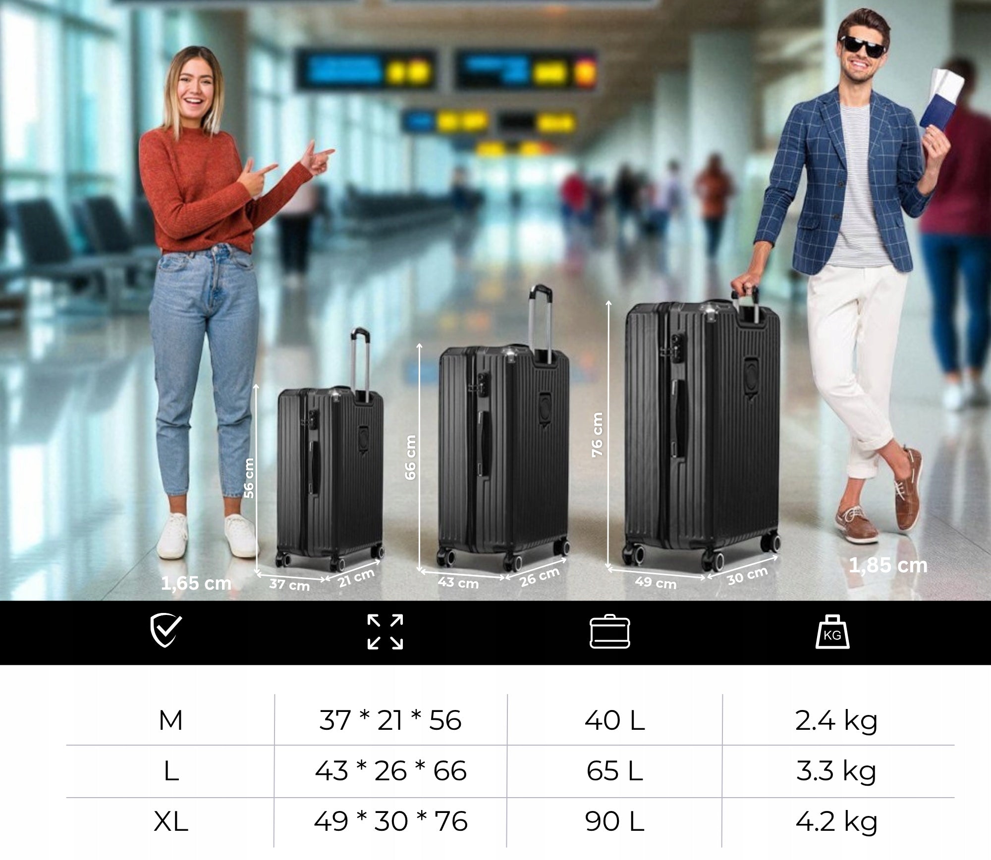 CABIN SUITCASE SMALL TRAVEL ON WHEELS LUGGAGE ABS HARD BAG STRONG M Manufacturer code XHA228 BLACK M
