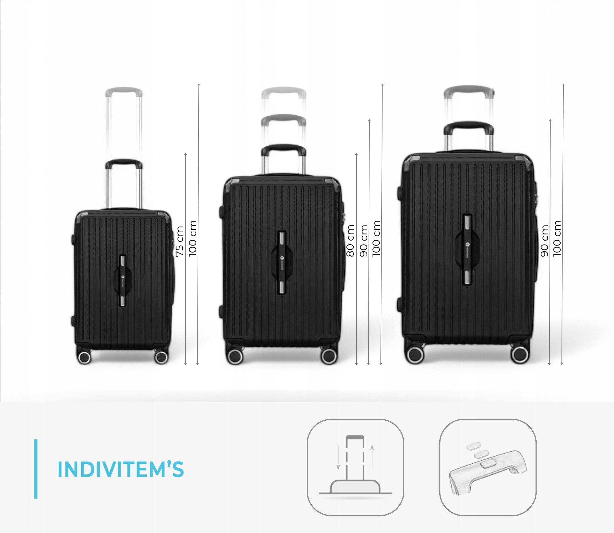 CABIN SUITCASE SMALL TRAVEL ON WHEELS LUGGAGE ABS HARD BAG STRONG M Width (longer edge) 37 cm