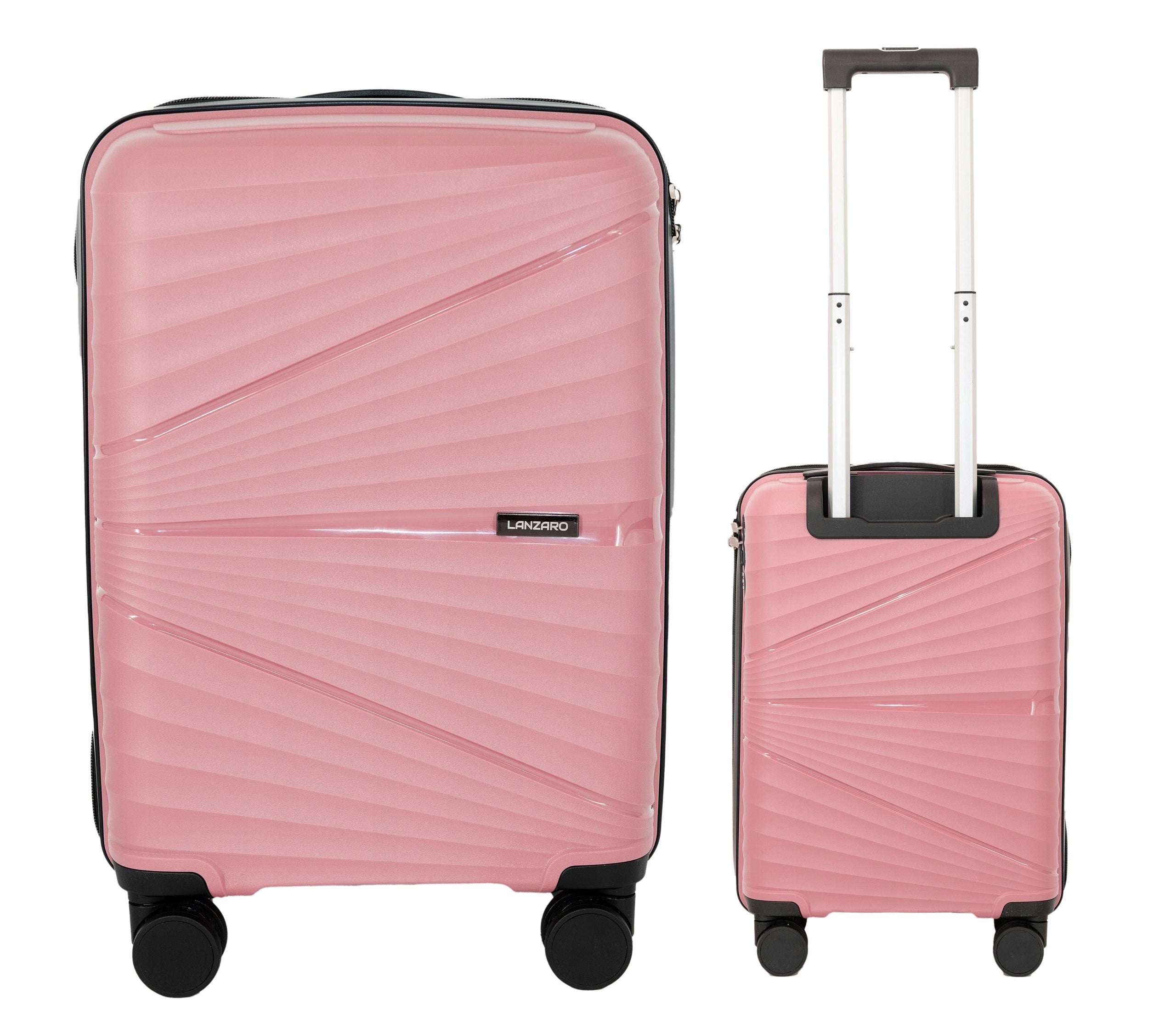CABIN SUITCASE SMALL TRAVEL POLYPROPYLENE TSA 4 WHEELS LANZARO ROSE GOLD