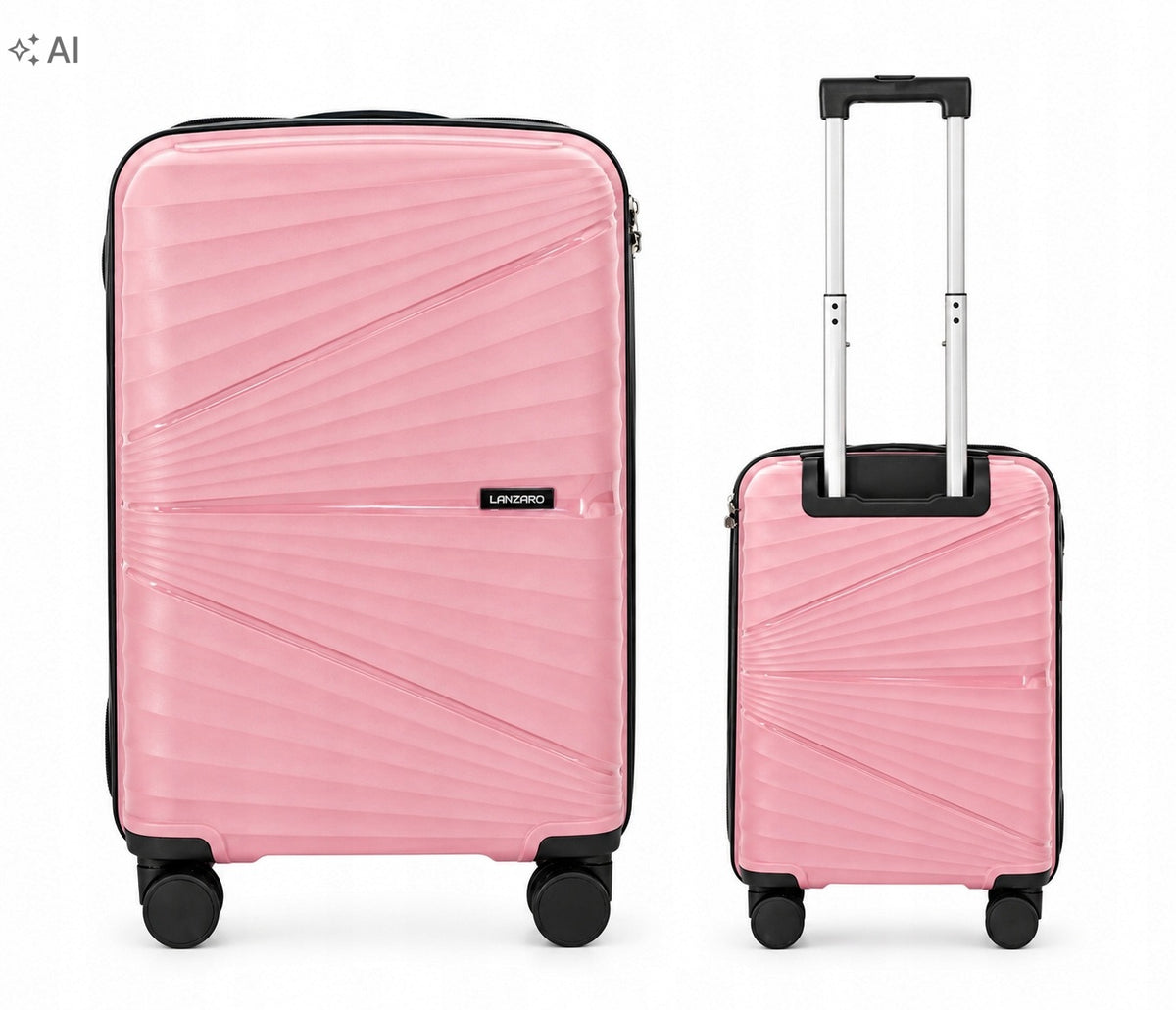 CABIN SUITCASE SMALL TRAVEL PP POLYPROPYLENE TSA 4 WHEELS LANZARO 4 COLORS