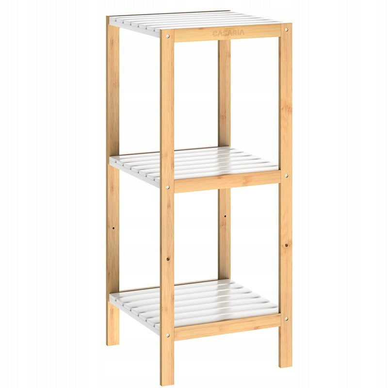 CABINET BATHROOM BAMBOO HALLWAY 3 SHELVES WHITE