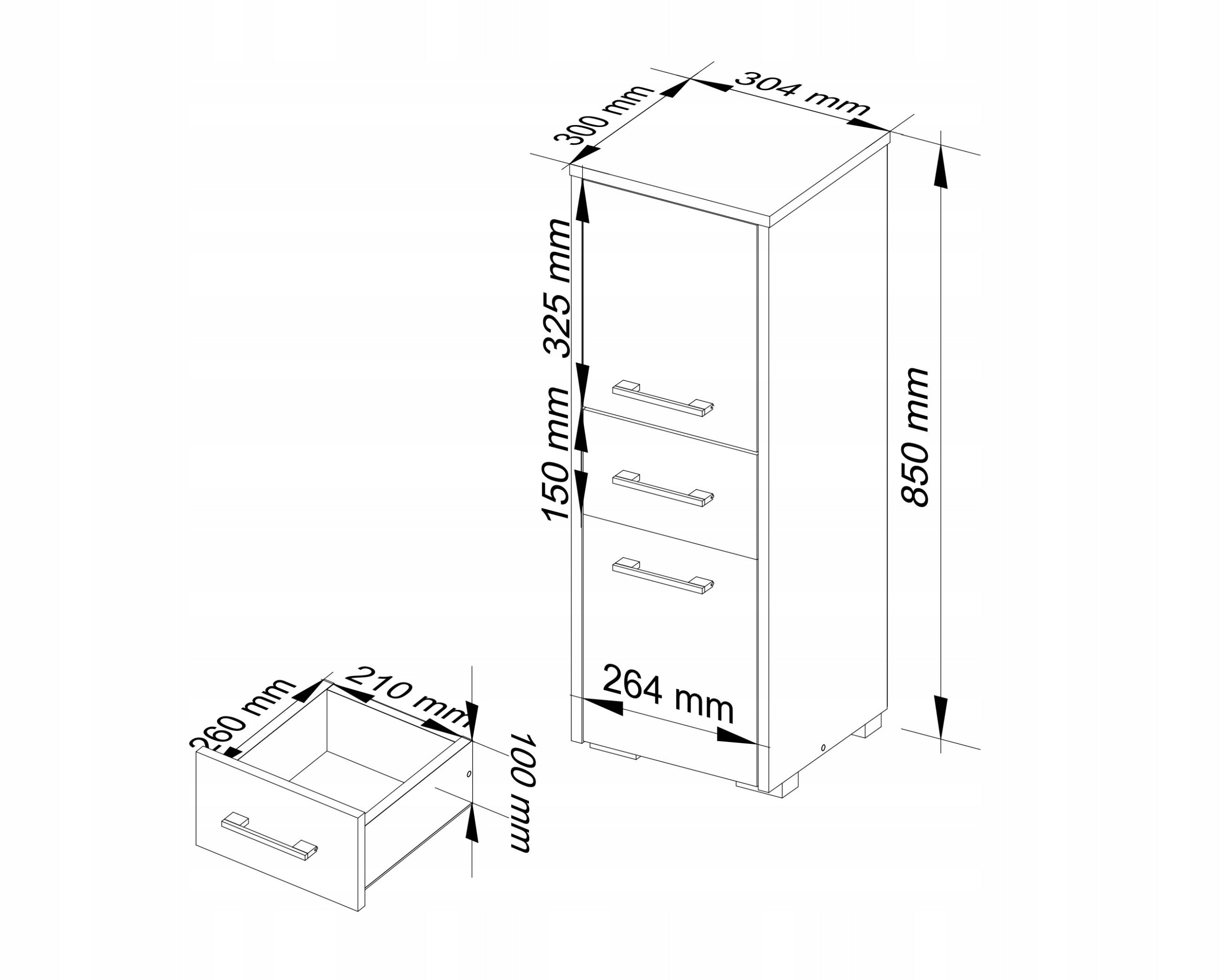 CABINET BATHROOM FIN POST 30 2D 1SZ 85cm PK VENGE Furniture depth 30 cm