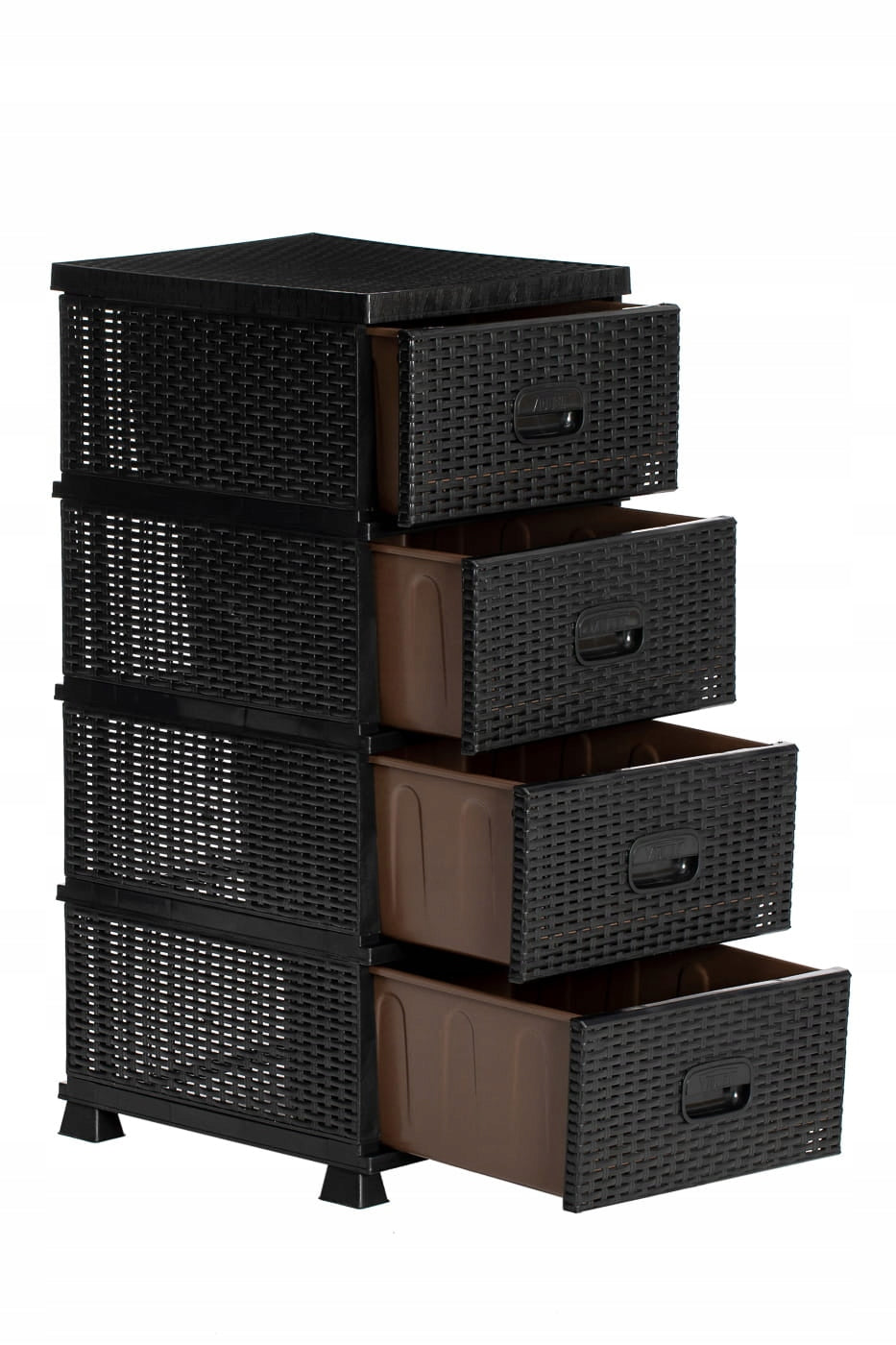CABINET CHEST OF DRAWERS BOOKCASE 4 DRAWERS FOR BATHROOM RATTAN BLACK Manufacturer code 0357 CZARNA