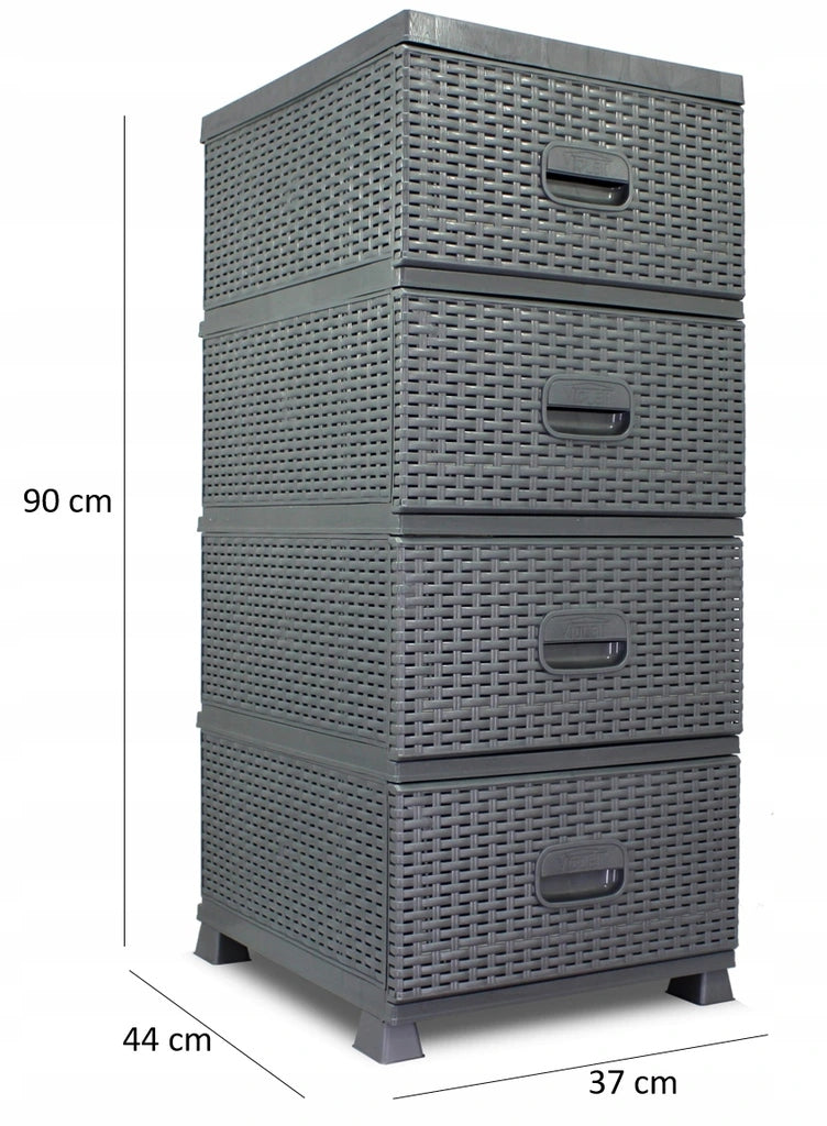 CABINET CHEST OF DRAWERS BOOKCASE 4 DRAWERS FOR BATHROOM RATTAN Brand Chomik