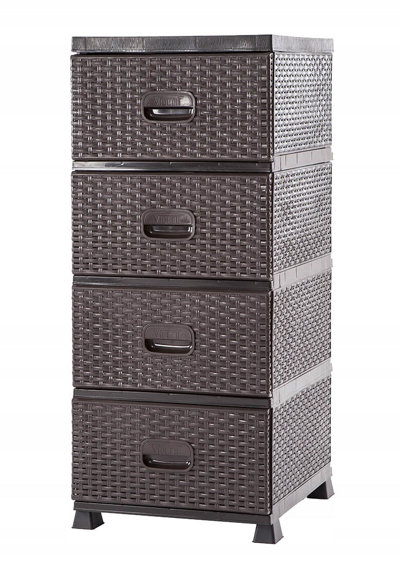 CABINET CHEST OF DRAWERS BOOKCASE 4 DRAWERS FOR BATHROOM RATTAN