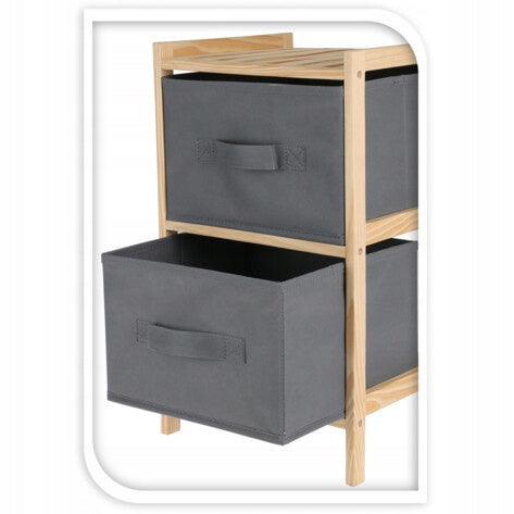 CABINET WITH DRAWERS PINE WOOD DARK GREY 27,5X25,5X46 CM Furniture color shades of gray