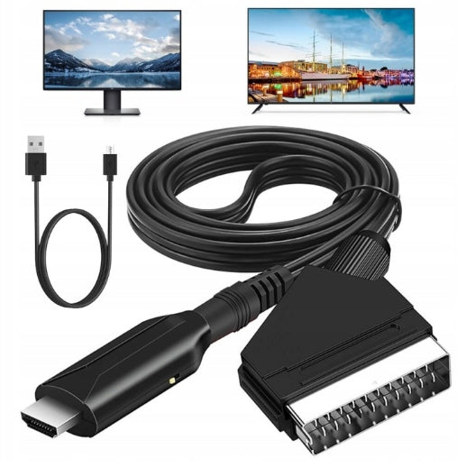 CABLE ADAPTER CONVERTER with EURO HDMI to SCART 1080p ADAPTER TV