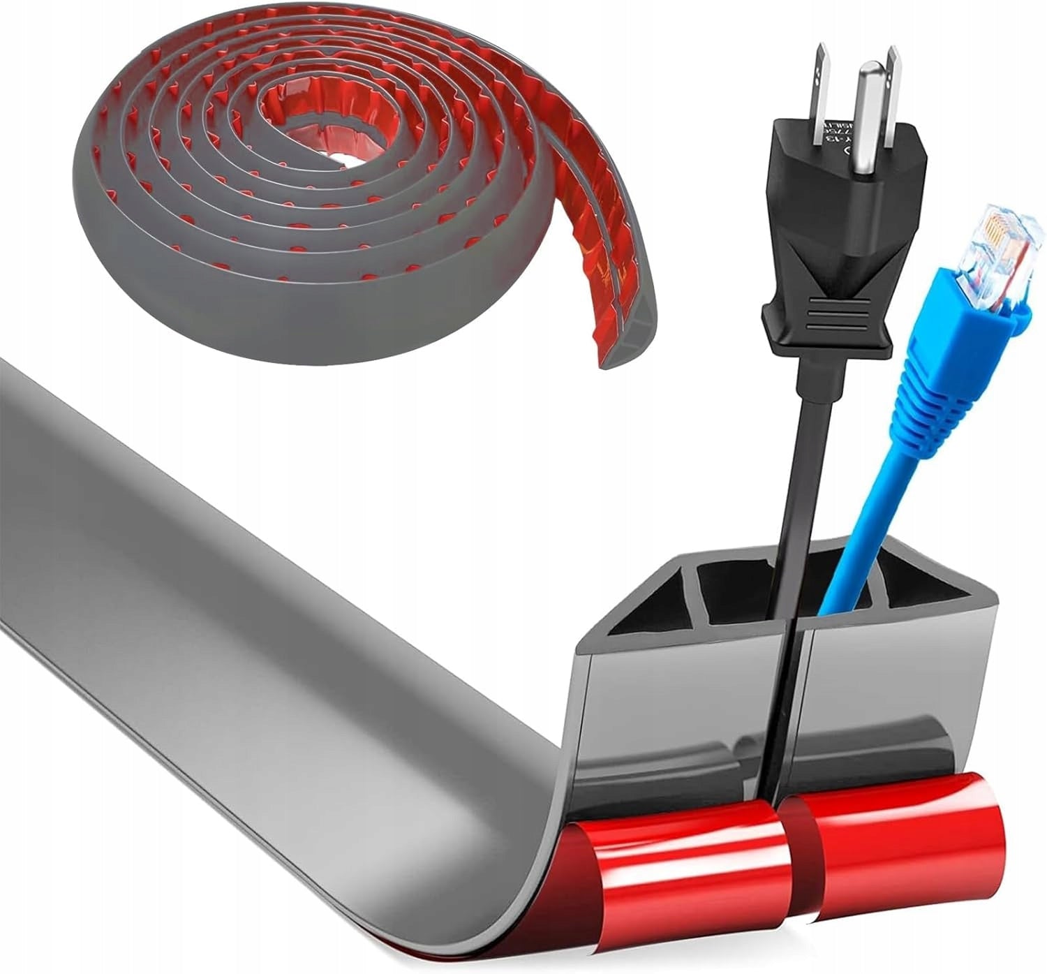 CABLE FLOOR STRIP FOR CABLES 1m SELF ADHESIVE GREY