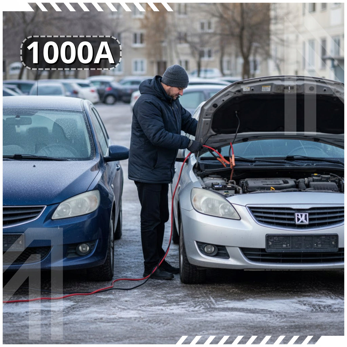 CABLES JUMPER CABLES STRONG SOLID THICK FOR CAR WINTER 1000A 4,5m Packaging status original