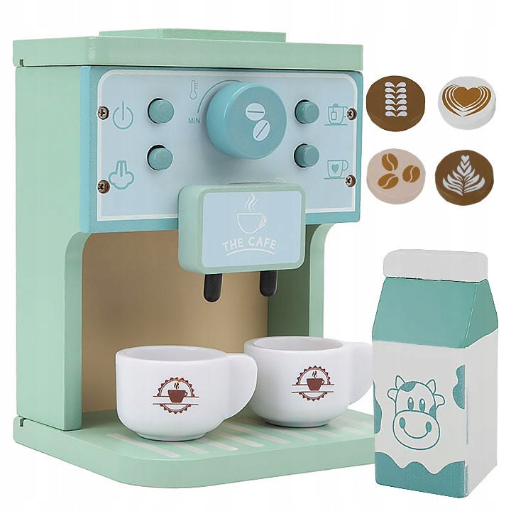 CAFE FOR CHILDREN WOODEN COFFEE MAKER VENDING MACHINE KITCHEN CUPS