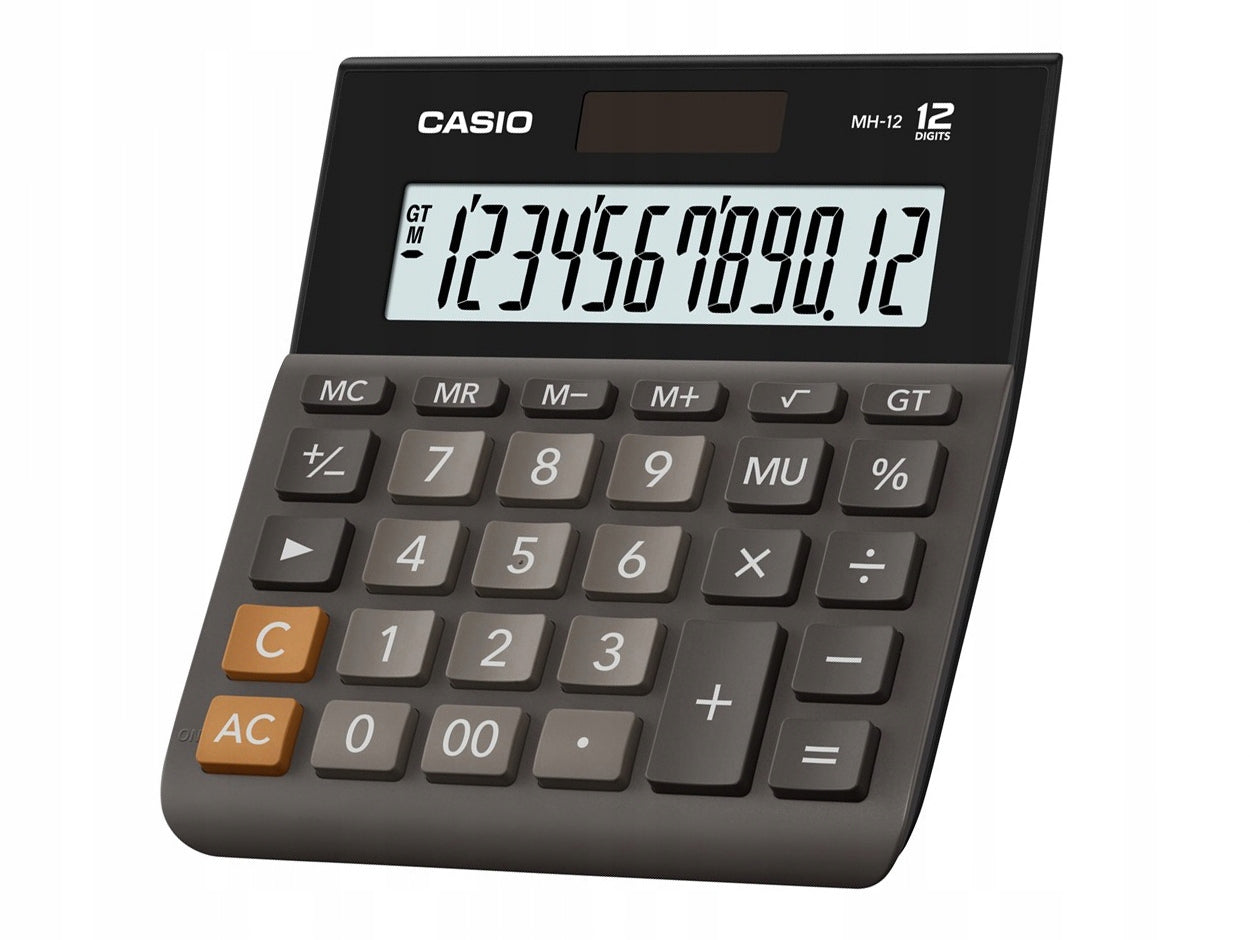CALCULATOR FOR OFFICE AND SCHOOL CASIO MH-12BK-S 12 ITEMS MEMORY PERCENTAGES