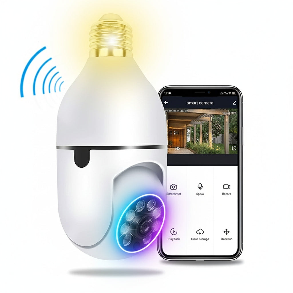 CAMERA BULB E27 WIFI 2K ROTATING NIGHT MOTION DETECTION NIGHT VISION