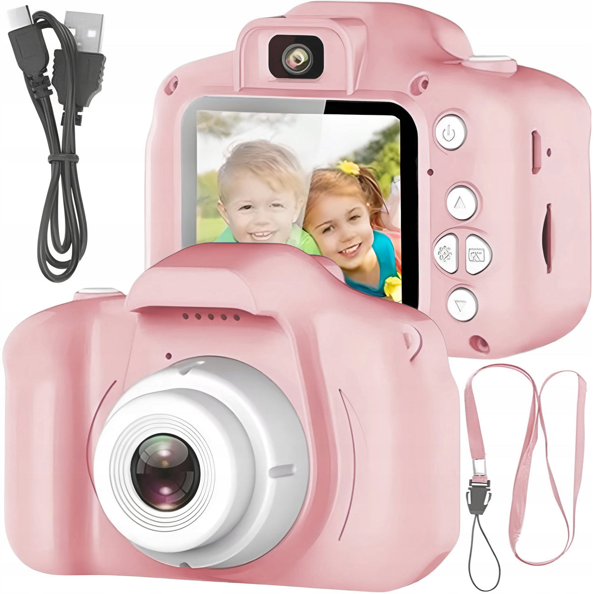 CAMERA DIGITAL CAMERA PINK FOR KIDS FULL HD 1080p 1440p 3 MPX GAMES LANYARD