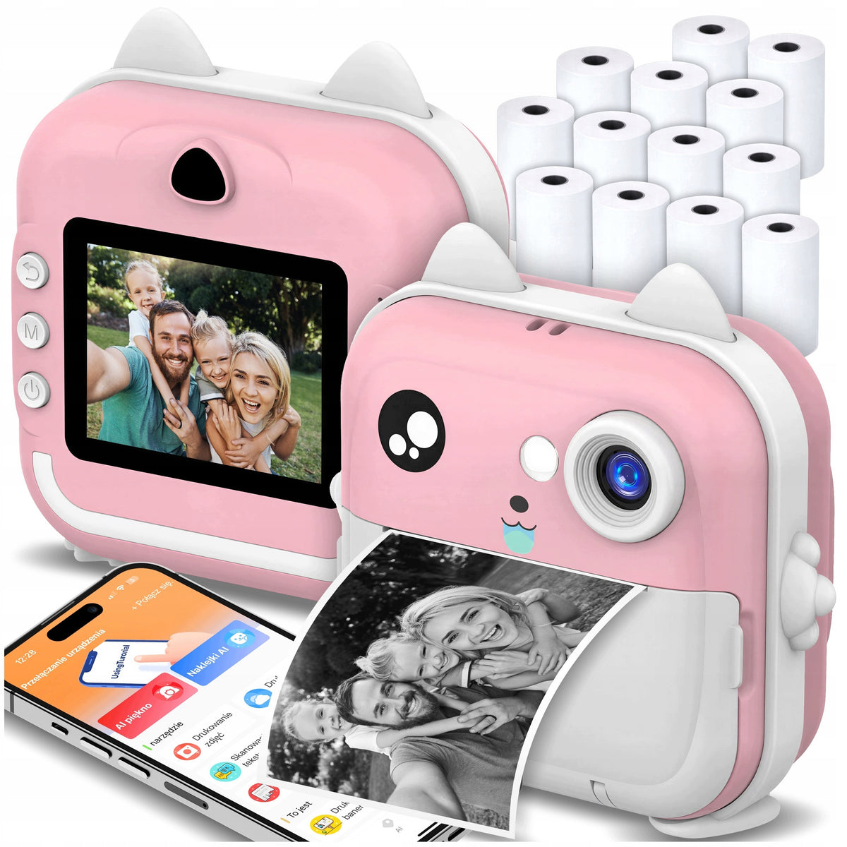 CAMERA FOR CHILDREN INSTANT DIGITAL PRINT MINI PRINTER + 13 ROLLS