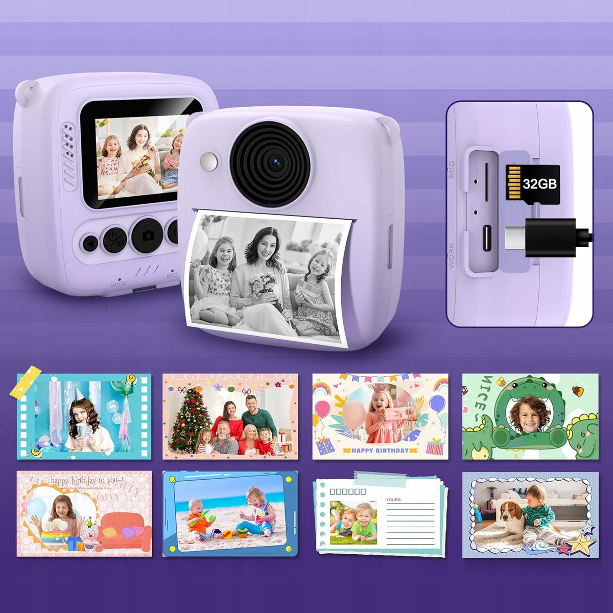 CAMERA FOR CHILDREN INSTANT THERMAL PRINTER + 4 ROLLS Manufacturer code APARAT FOTOGRAFICZNY ZABAWKA
