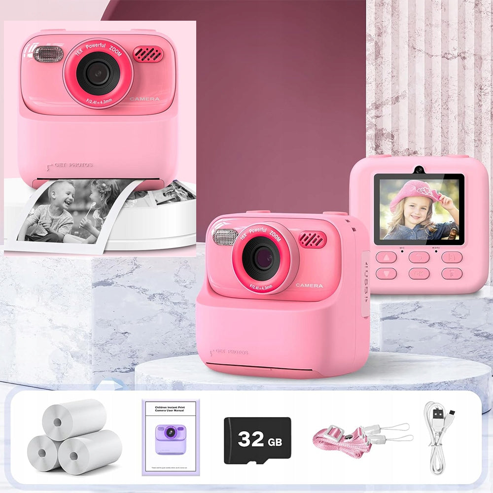 CAMERA PINK DIGITAL INSTANT WITH PRINTER + 3 ROLLS Brand no brand