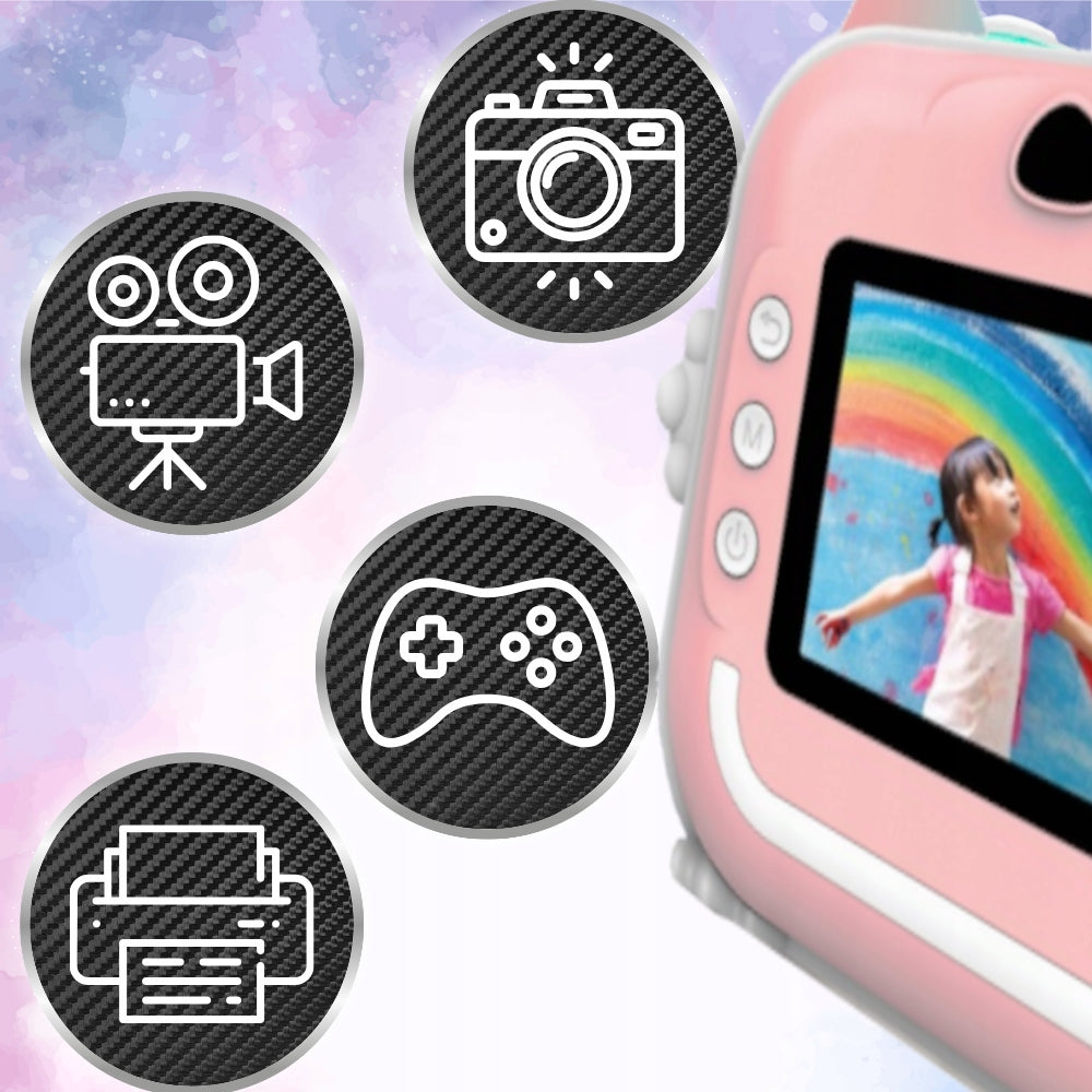 CAMERA PRINTER PRINTŚ PRO THERMAL INSTANT FOR CHILDREN 13 ROLLS Manufacturer code DRUKUŚ MINI DRUKARKA DLA DZIECI 13rolek RÓŻOW