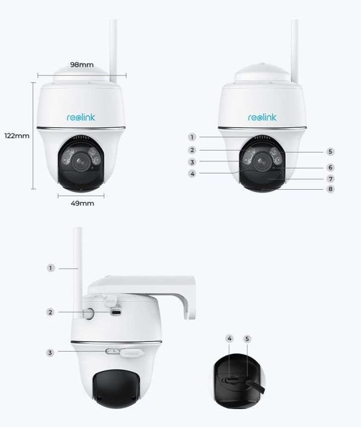 CAMERA REOLINK ARGUS PT PLUS SOLAR PANEL NIGHT VISION 5MPX 2K IP68 +PLATE Manufacturer code Argus pt czarna